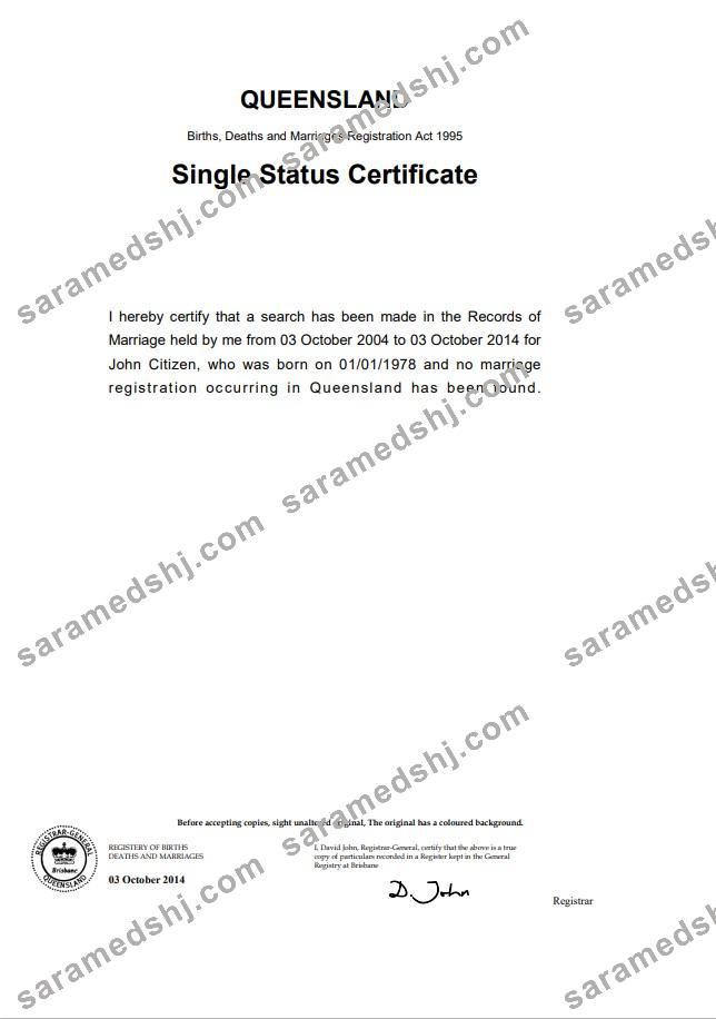 Australia Queensland divorce certificate template in Word